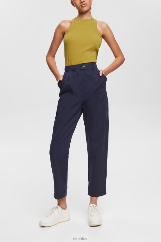 Esprit High-rise chinos, 100% Pima cotton Women Navy Trousers & Pants P0D0X344 - Image 2