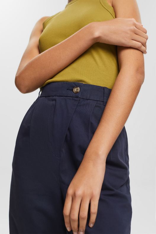 Esprit High-rise chinos, 100% Pima cotton Women Navy Trousers & Pants P0D0X344 - Image 3
