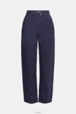 Esprit High-rise chinos, 100% Pima cotton Women Navy Trousers & Pants P0D0X344 - Image 5