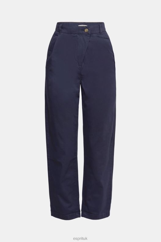 Esprit High-rise chinos, 100% Pima cotton Women Navy Trousers & Pants P0D0X344 - Image 5