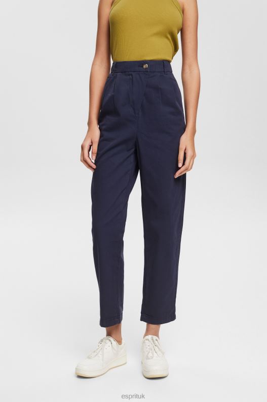 Esprit High-rise chinos, 100% Pima cotton Women Navy Trousers & Pants P0D0X344 - Image 1