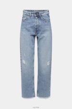 Esprit High-rise distressed dad fit jeans Women Blue Light Wash Denim P0D0X255 - Image 5