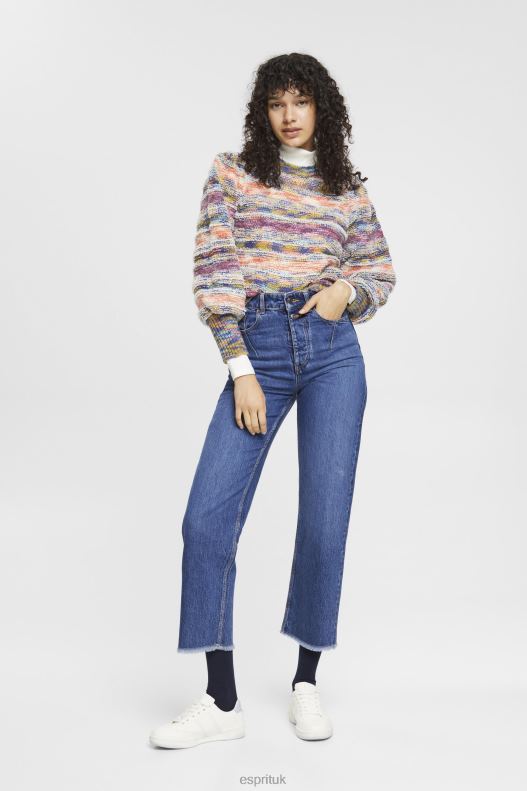 Esprit High-rise distressed dad fit jeans Women Blue Medium Wash Denim P0D0X254 - Image 2
