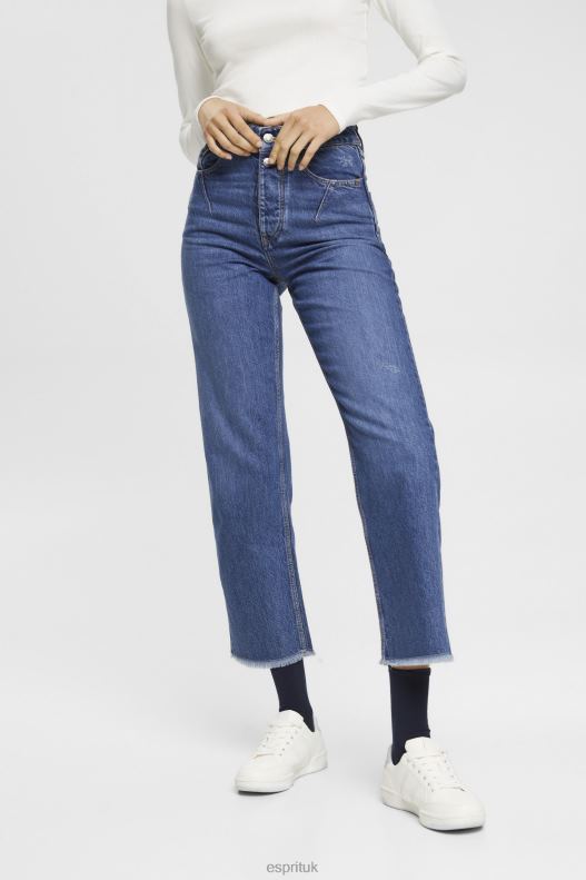 Esprit High-rise distressed dad fit jeans Women Blue Medium Wash Denim P0D0X254 - Image 1