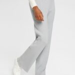 Esprit High-rise rib knit trousers Women Light Grey Trousers & Pants P0D0X466