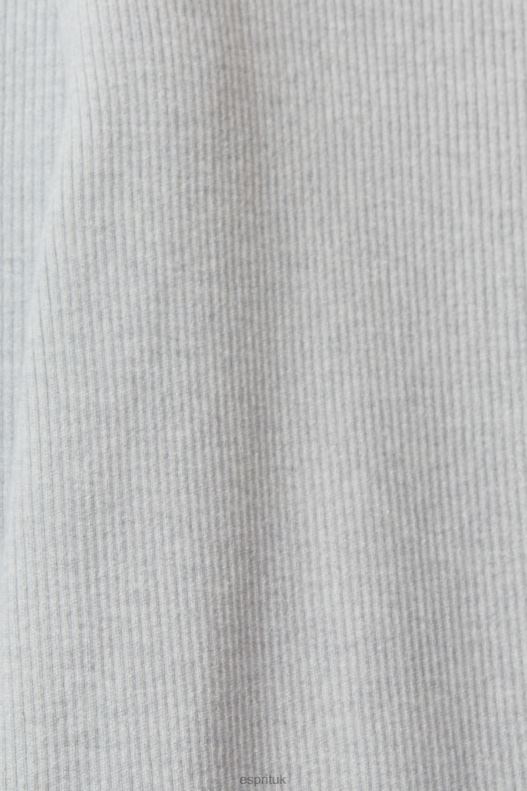 Esprit High-rise rib knit trousers Women Light Grey Trousers & Pants P0D0X466 - Image 4