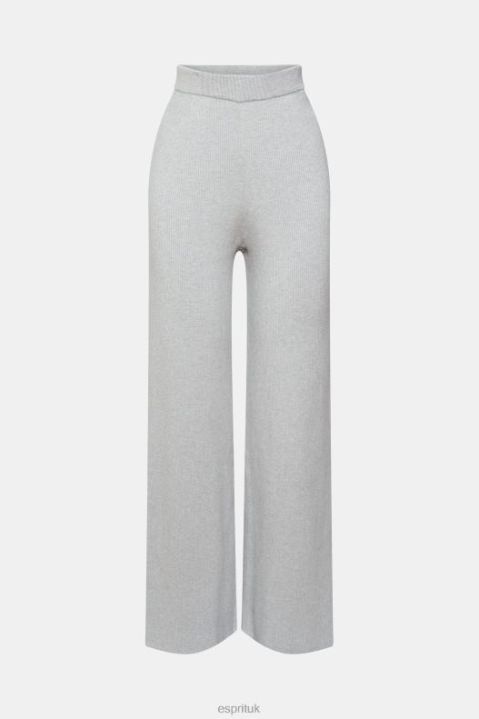 Esprit High-rise rib knit trousers Women Light Grey Trousers & Pants P0D0X466 - Image 5