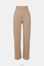 Esprit High-rise rib knit trousers Women Taupe Trousers & Pants P0D0X467 - Image 5