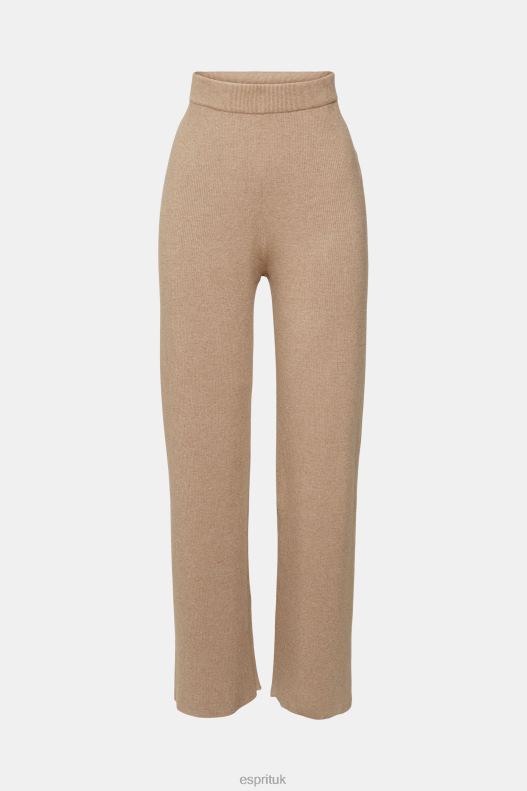 Esprit High-rise rib knit trousers Women Taupe Trousers & Pants P0D0X467 - Image 5