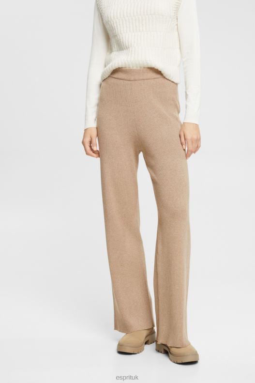 Esprit High-rise rib knit trousers Women Taupe Trousers & Pants P0D0X467 - Image 1