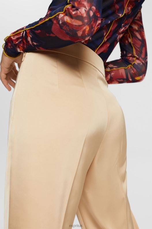 Esprit High-rise split hem trousers Women Cream Beige Trousers & Pants P0D0X326 - Image 3
