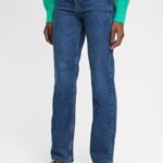 Esprit High-rise straight leg stretch jeans Women Blue Medium Wash Denim P0D0X337