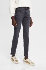 Esprit High-rise straight leg stretch jeans Women Grey Dark Wash Denim P0D0X328