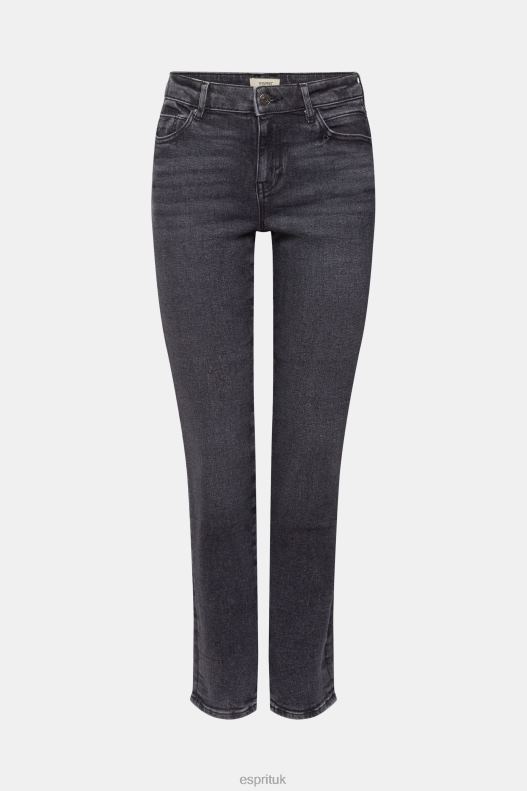 Esprit High-rise straight leg stretch jeans Women Grey Dark Wash Denim P0D0X328 - Image 5