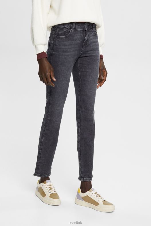Esprit High-rise straight leg stretch jeans Women Grey Dark Wash Denim P0D0X328 - Image 1