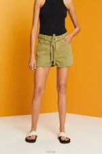 Esprit High Rise Tie Waist Denim Shorts Women White Shorts P0D0X57