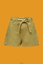 Esprit High Rise Tie Waist Denim Shorts Women White Shorts P0D0X57 - Image 5