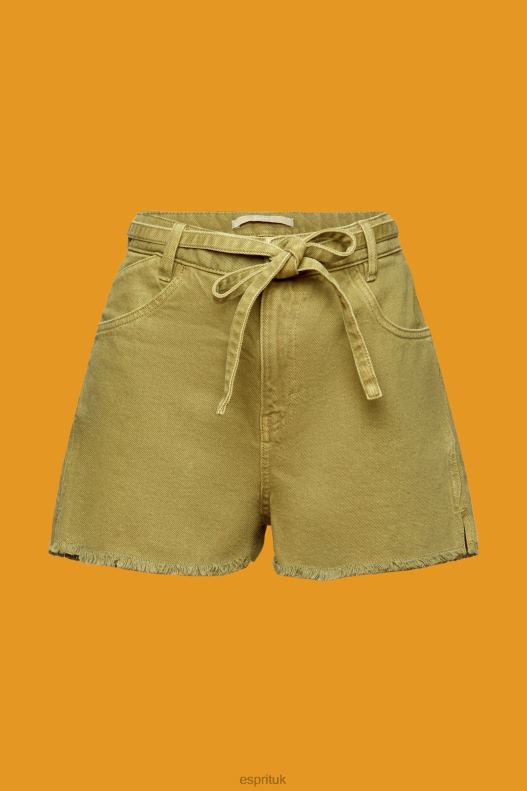 Esprit High Rise Tie Waist Denim Shorts Women White Shorts P0D0X57 - Image 5
