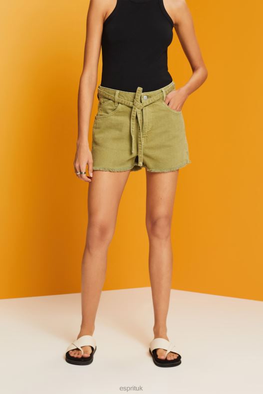 Esprit High Rise Tie Waist Denim Shorts Women White Shorts P0D0X57 - Image 1