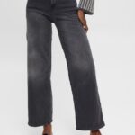 Esprit High-rise wide leg jeans Women Black Medium Wash Denim P0D0X449