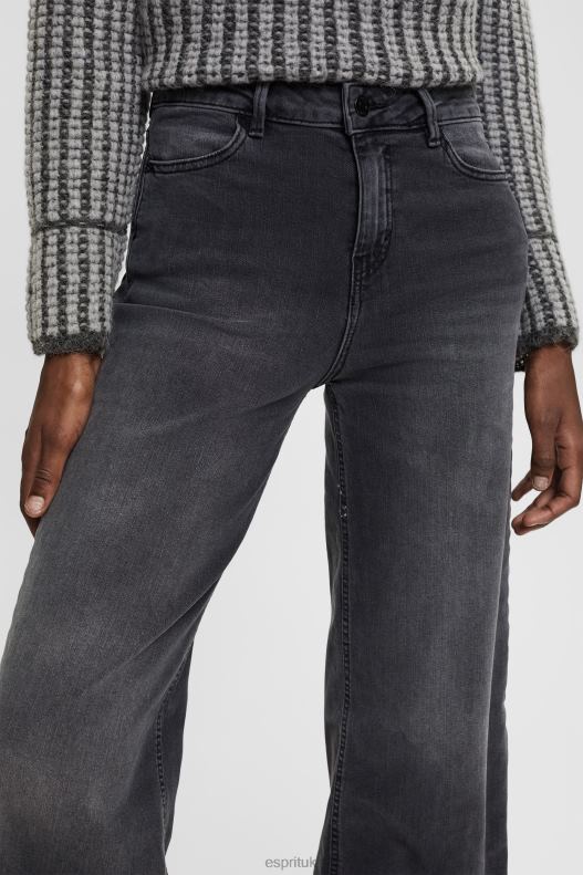 Esprit High-rise wide leg jeans Women Black Medium Wash Denim P0D0X449 - Image 3