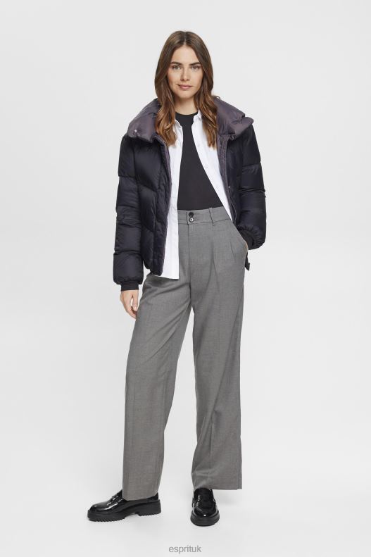 Esprit High rise wide leg trousers Women Anthracite Trousers & Pants P0D0X247 - Image 2