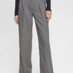 Esprit High rise wide leg trousers Women Anthracite Trousers & Pants P0D0X247
