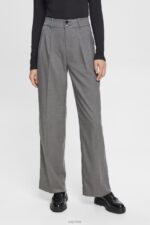 Esprit High rise wide leg trousers Women Anthracite Trousers & Pants P0D0X247