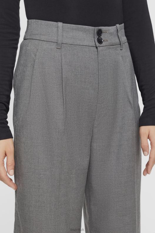 Esprit High rise wide leg trousers Women Anthracite Trousers & Pants P0D0X247 - Image 3