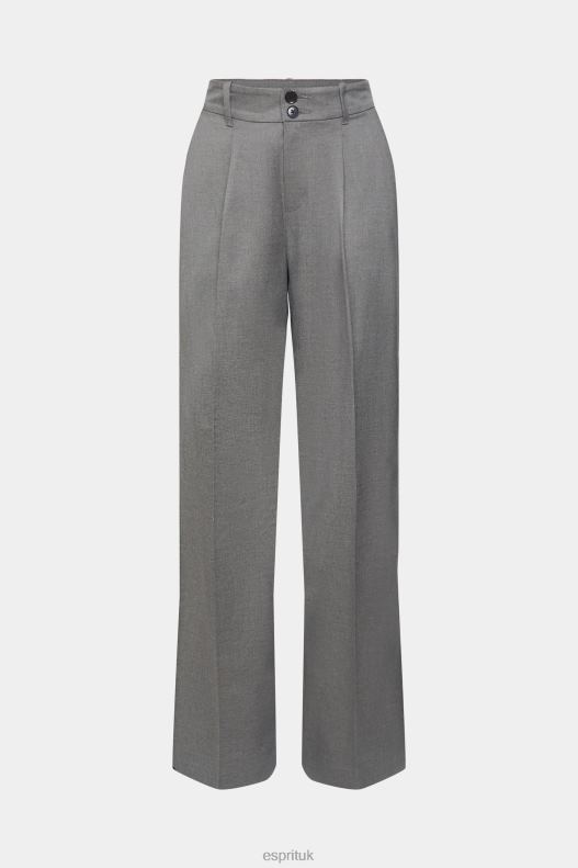Esprit High rise wide leg trousers Women Anthracite Trousers & Pants P0D0X247 - Image 5
