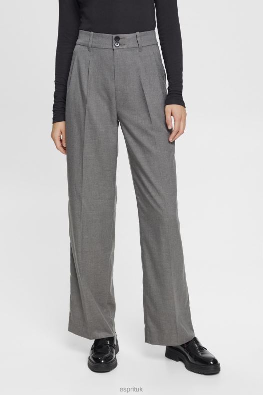 Esprit High rise wide leg trousers Women Anthracite Trousers & Pants P0D0X247 - Image 1