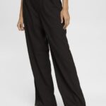 Esprit High rise wide leg trousers Women Black Trousers & Pants P0D0X246