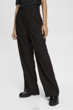 Esprit High rise wide leg trousers Women Black Trousers & Pants P0D0X246