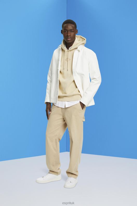 Esprit Hoodie with logo chest print Men Beige Sweatshirts & Hoodies P0D0X639 - Image 2