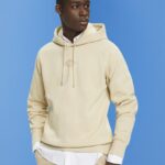 Esprit Hoodie with logo chest print Men Beige Sweatshirts & Hoodies P0D0X639