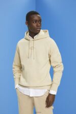 Esprit Hoodie with logo chest print Men Beige Sweatshirts & Hoodies P0D0X639