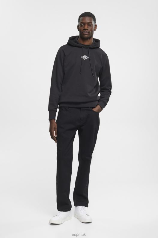 Esprit Hoodie with logo chest print Men Black Sweatshirts & Hoodies P0D0X638 - Image 2