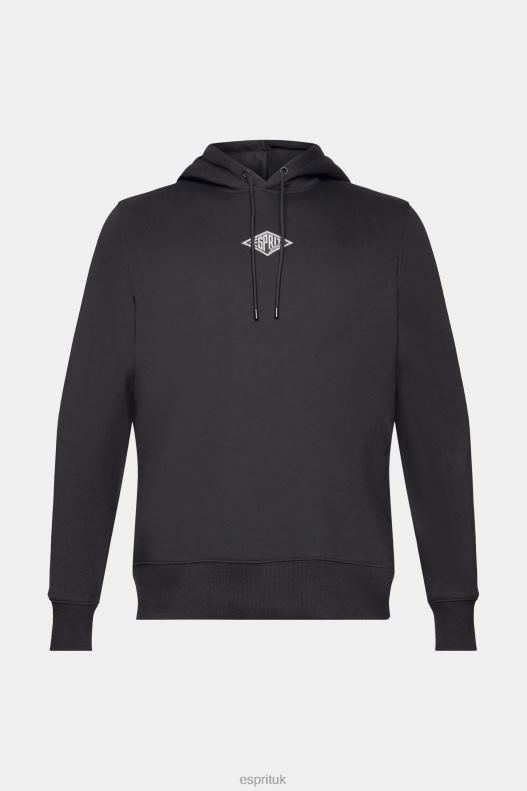 Esprit Hoodie with logo chest print Men Black Sweatshirts & Hoodies P0D0X638 - Image 5