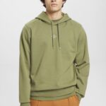 Esprit Hoodie with logo chest print Men Olive Sweatshirts & Hoodies P0D0X640