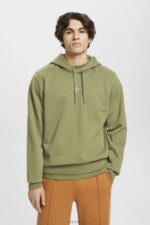 Esprit Hoodie with logo chest print Men Olive Sweatshirts & Hoodies P0D0X640
