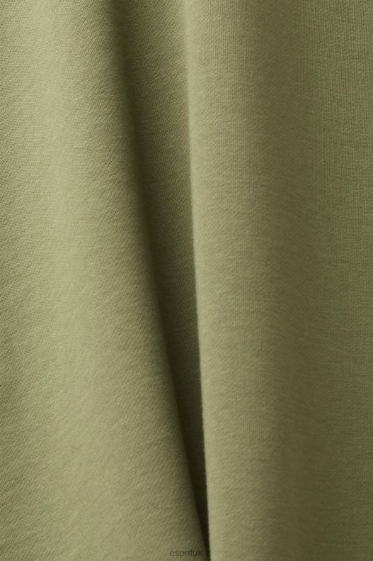 Esprit Hoodie with logo chest print Men Olive Sweatshirts & Hoodies P0D0X640 - Image 4