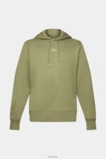 Esprit Hoodie with logo chest print Men Olive Sweatshirts & Hoodies P0D0X640 - Image 5