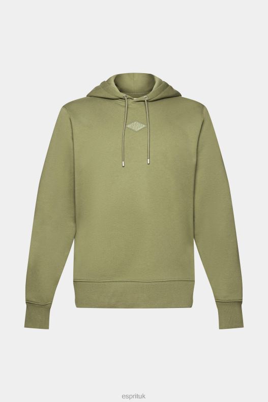 Esprit Hoodie with logo chest print Men Olive Sweatshirts & Hoodies P0D0X640 - Image 5