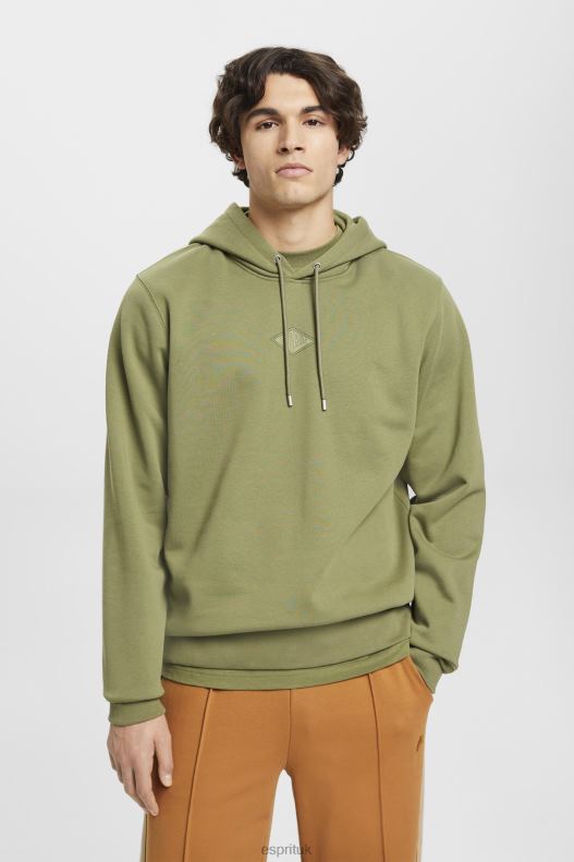 Esprit Hoodie with logo chest print Men Olive Sweatshirts & Hoodies P0D0X640 - Image 1