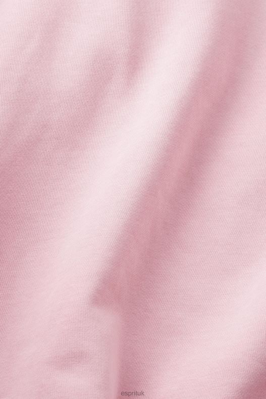 Esprit Hoodie with logo chest print Men Pink Sweatshirts & Hoodies P0D0X642 - Image 4