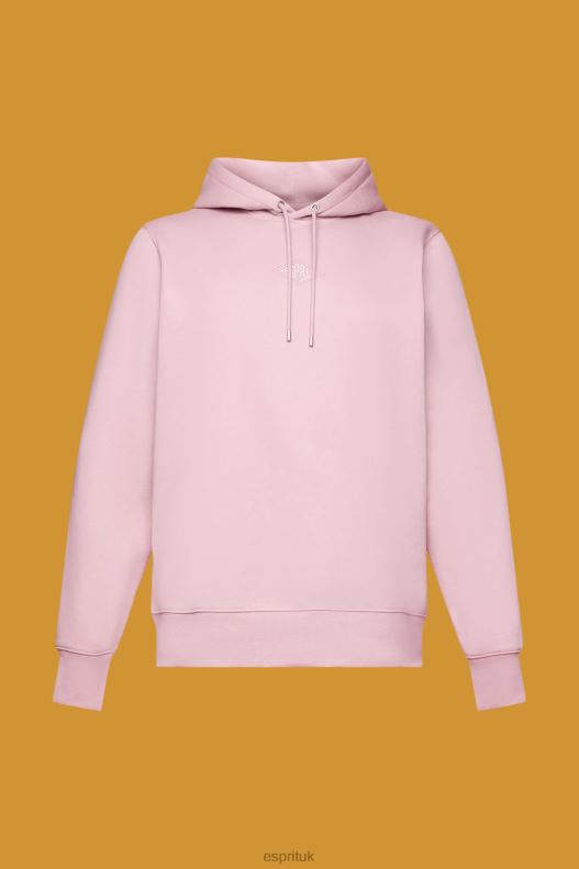 Esprit Hoodie with logo chest print Men Pink Sweatshirts & Hoodies P0D0X642 - Image 5