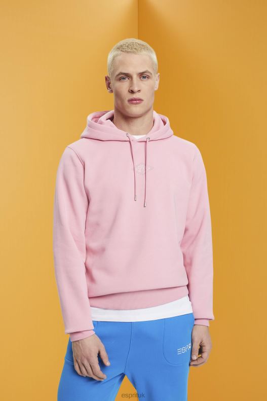 Esprit Hoodie with logo chest print Men Pink Sweatshirts & Hoodies P0D0X642 - Image 1