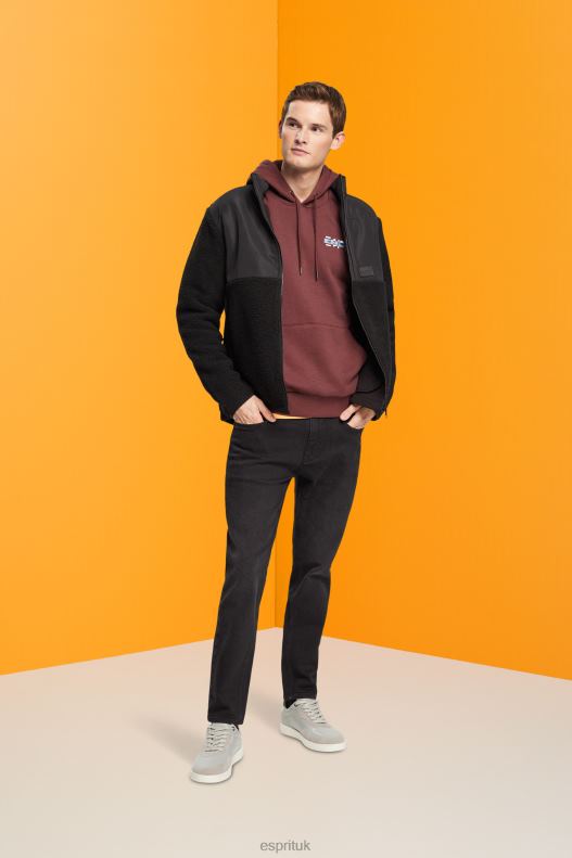 Esprit Hoodie with small logo print Men Bordeaux Red Sweatshirts & Hoodies P0D0X828 - Image 2