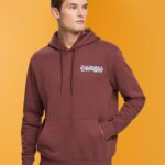 Esprit Hoodie with small logo print Men Bordeaux Red Sweatshirts & Hoodies P0D0X828