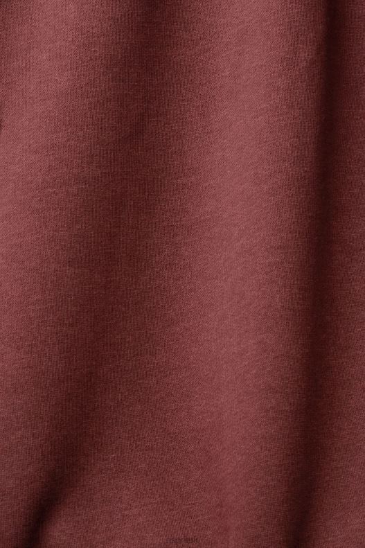 Esprit Hoodie with small logo print Men Bordeaux Red Sweatshirts & Hoodies P0D0X828 - Image 4